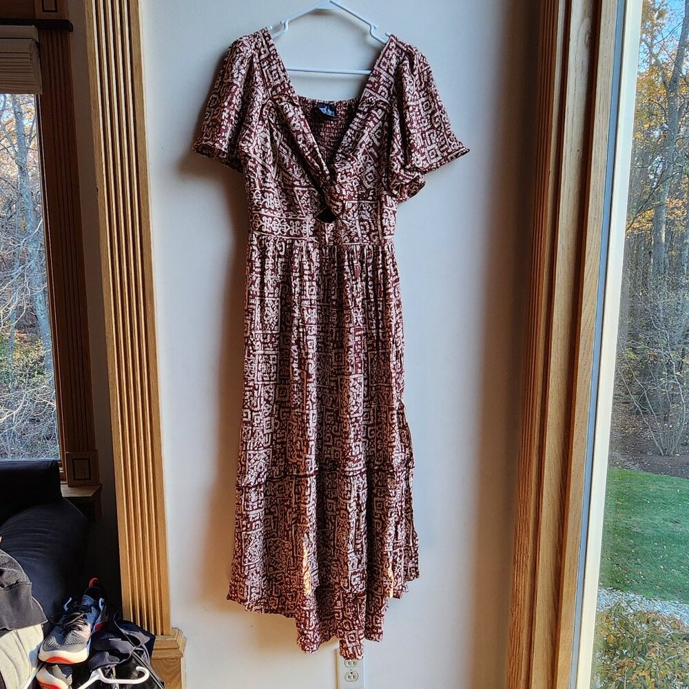 Angie Aztec Southwestern Style V-Neck Midi Sundress Size Large - Picture 7 of 15
